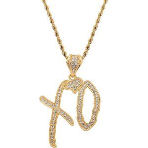 14k Gold Plated XO Pendant Necklace - Unique Hip Hop Accessory for Men & Women